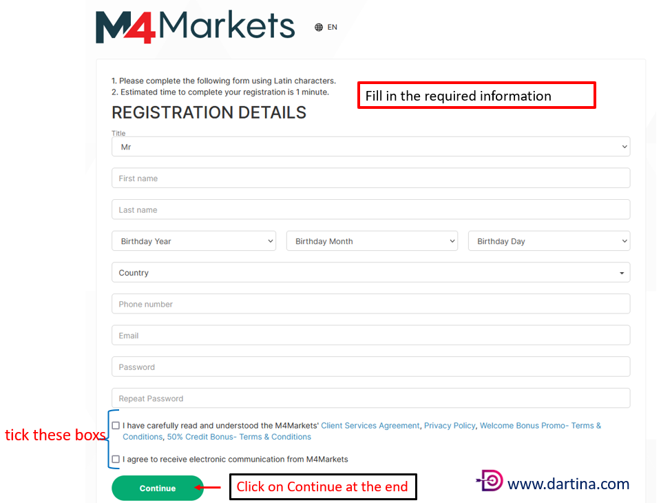 M4Markets Registration Tutorial 2 M4markets Broker Review